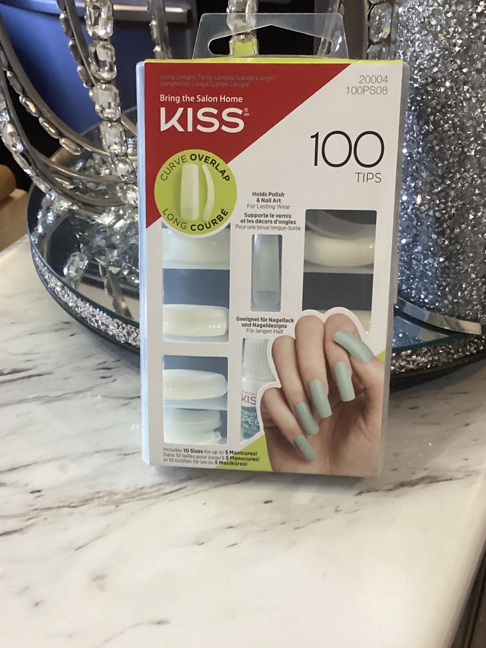 Kiss Long Curve Overlap 100 Nail Tips in Mint Green